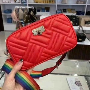 MICHAEL KORS RAINBOW PEYTON SMALL CAMERA BAG RED